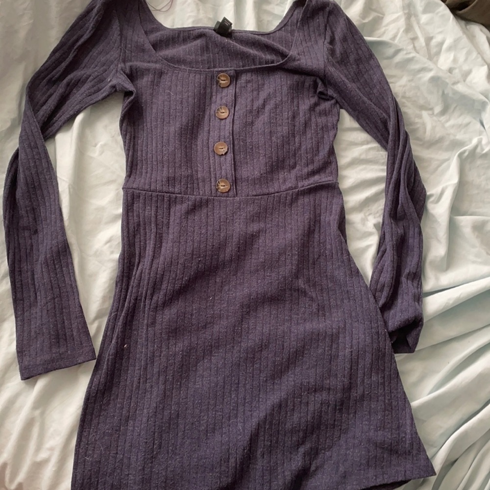 Blue long sleeve knit dress